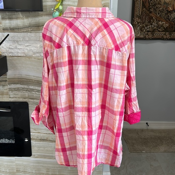 Croft & Barrow Pink With Orange Plaid Shirt. Size 3X (118) - Picture 5 of 14